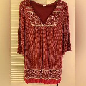 Old Navy GUC Mauve Burgundy Pink Floral Swing Shift Dress, Size XL